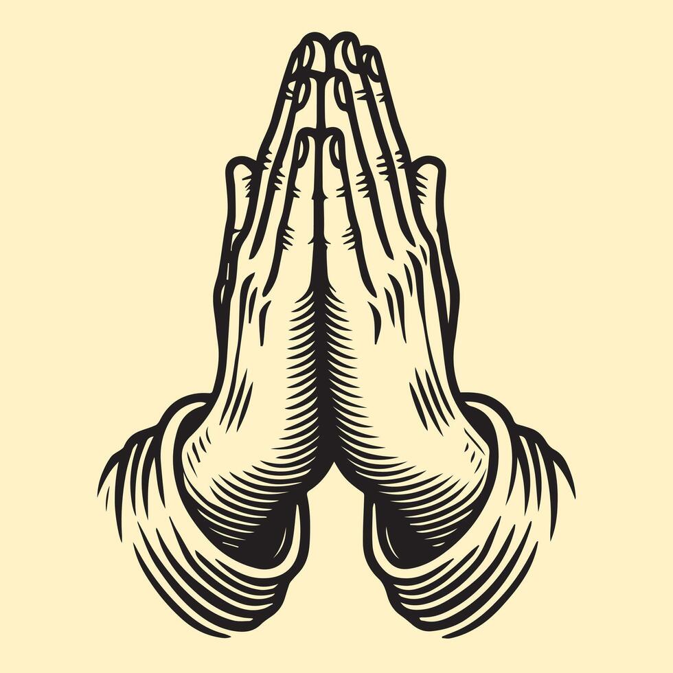 Praying hands with crossed arms on a white background vector