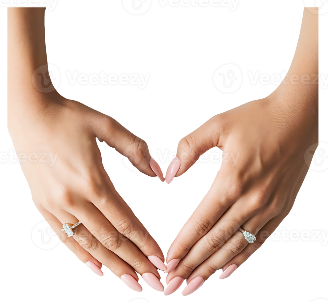 Two hands together forming making heart shape from fingers png
