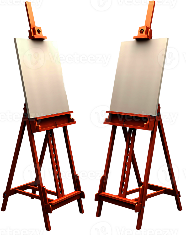 Blank canvas on wooden easel illustration png