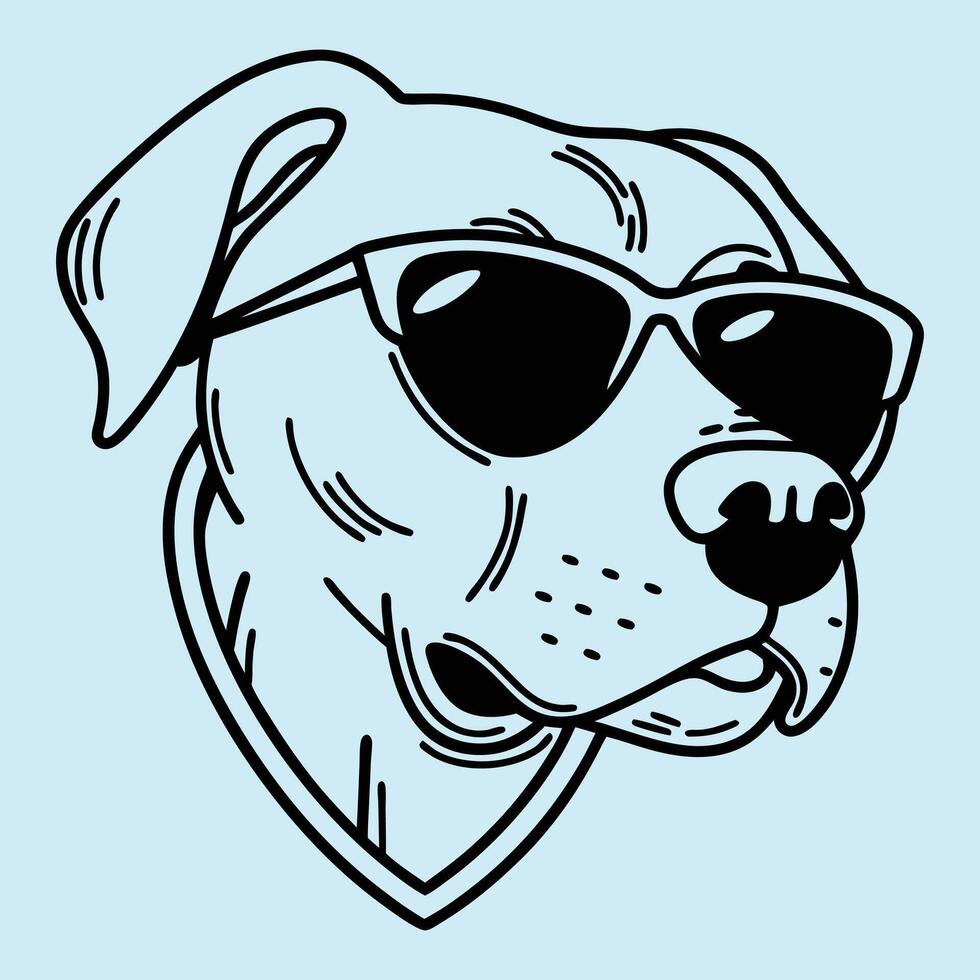 A dog wearing sunglasses on a blue background vector