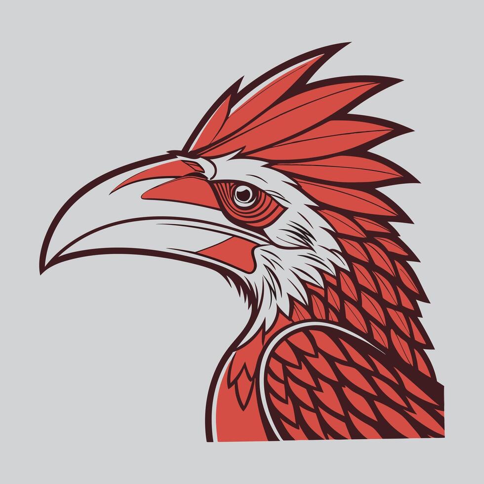 A red and white bird with a long mohawk vector