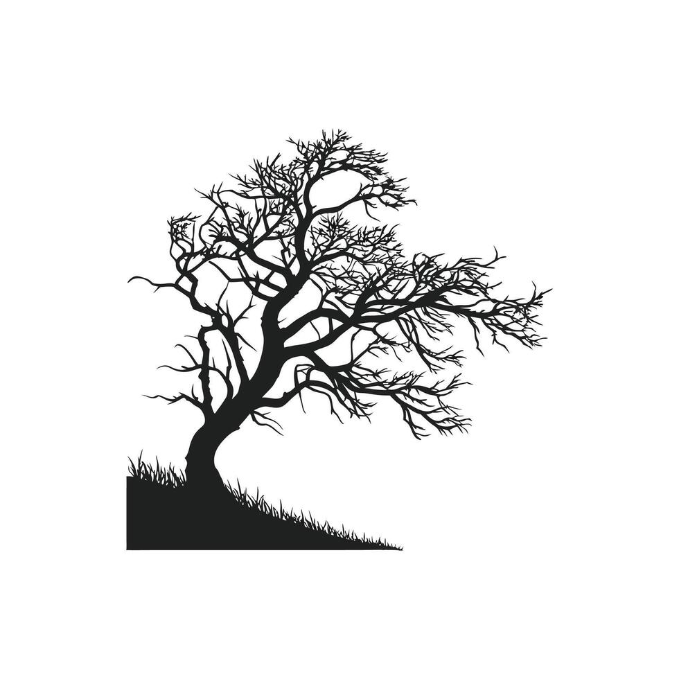 A black and white silhouette of a tree vector