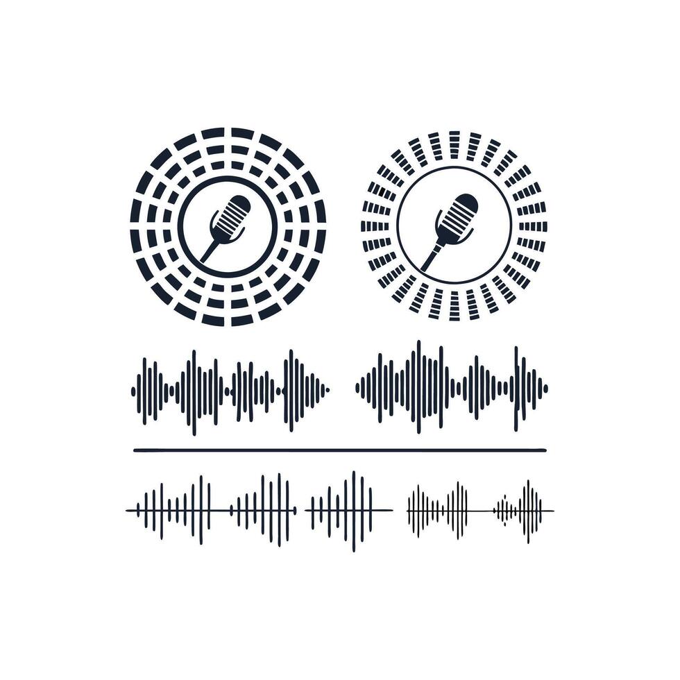 Microphone sound wave icon set vector