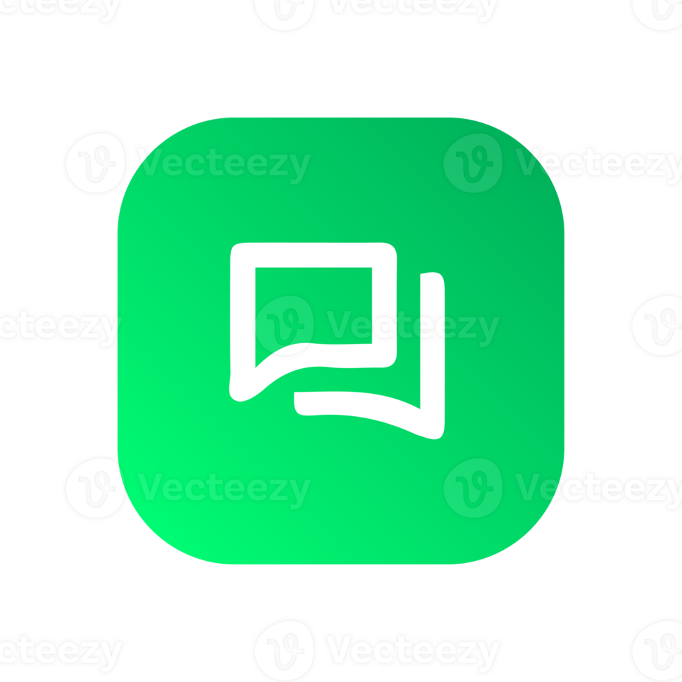 A green square with a speech bubble icon png