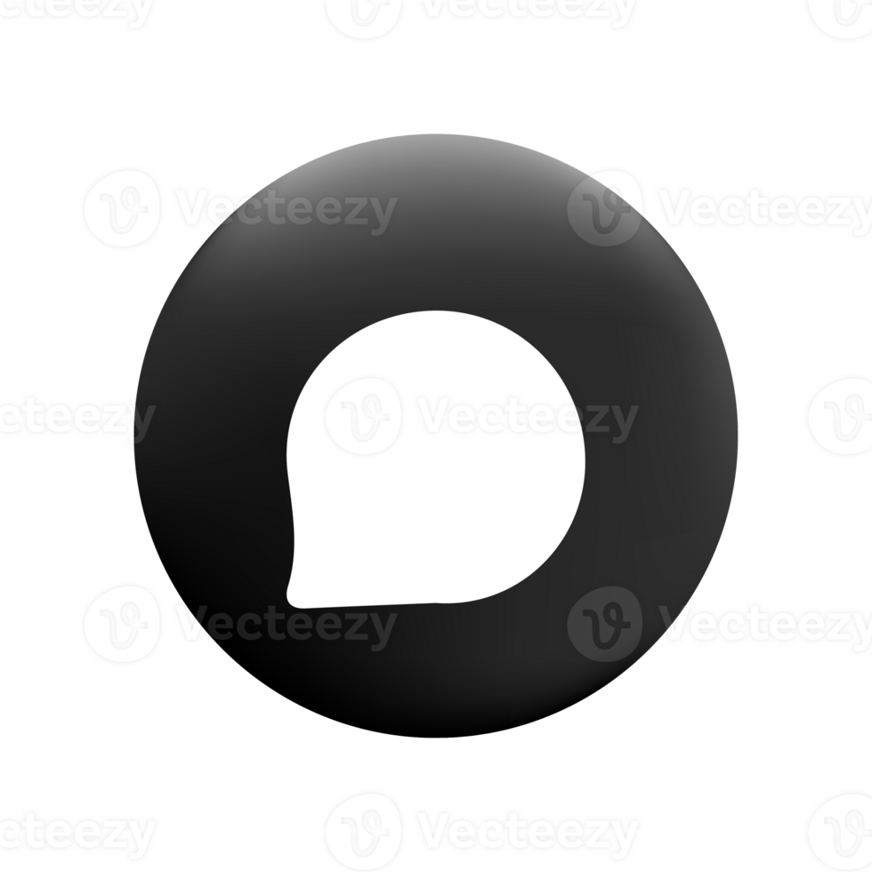 A black and white speech bubble icon on a black background png