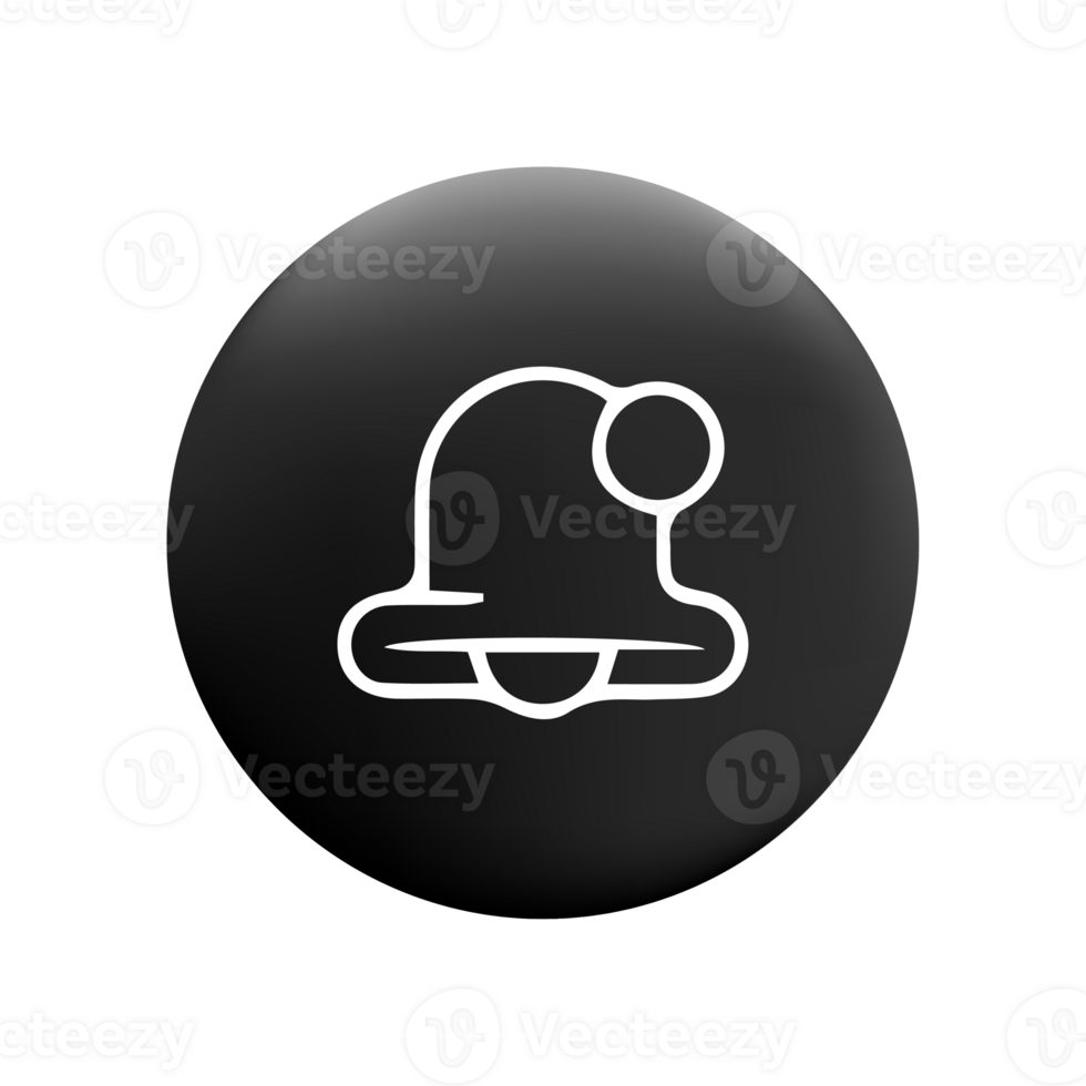 A black and white icon of a bell on a black button png