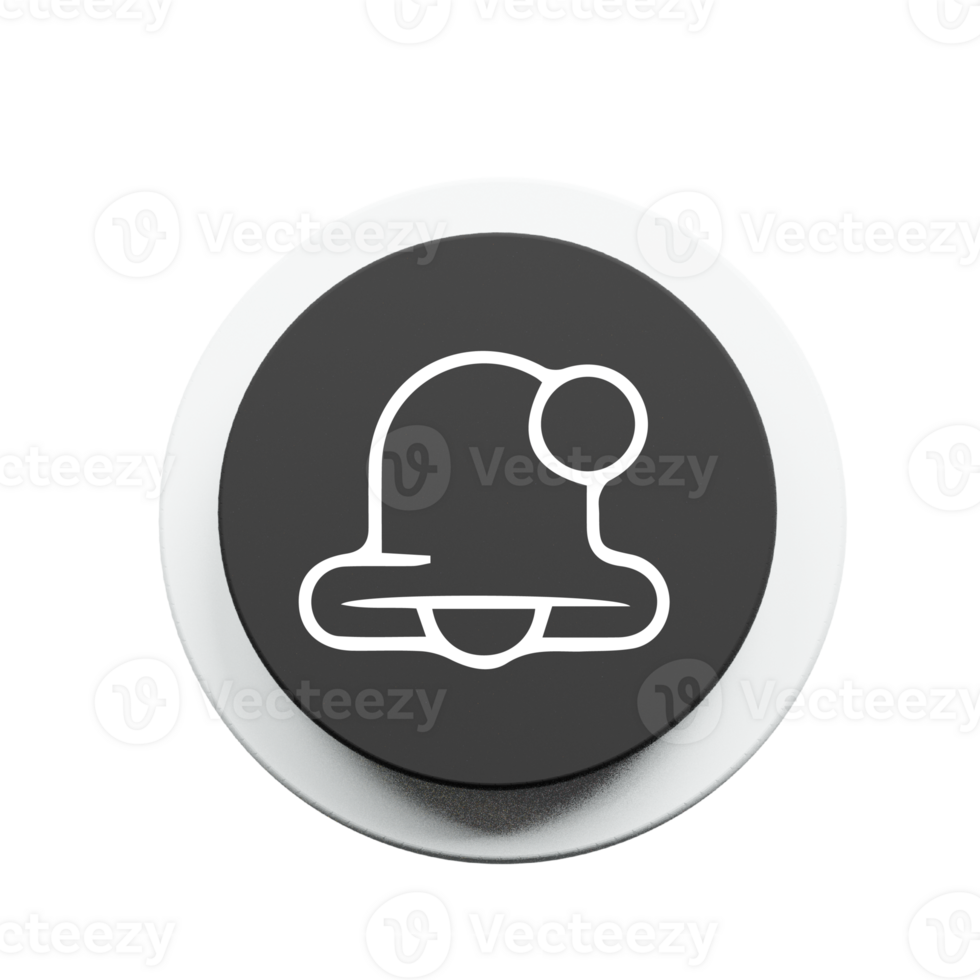 A black and white button with a hat on it png