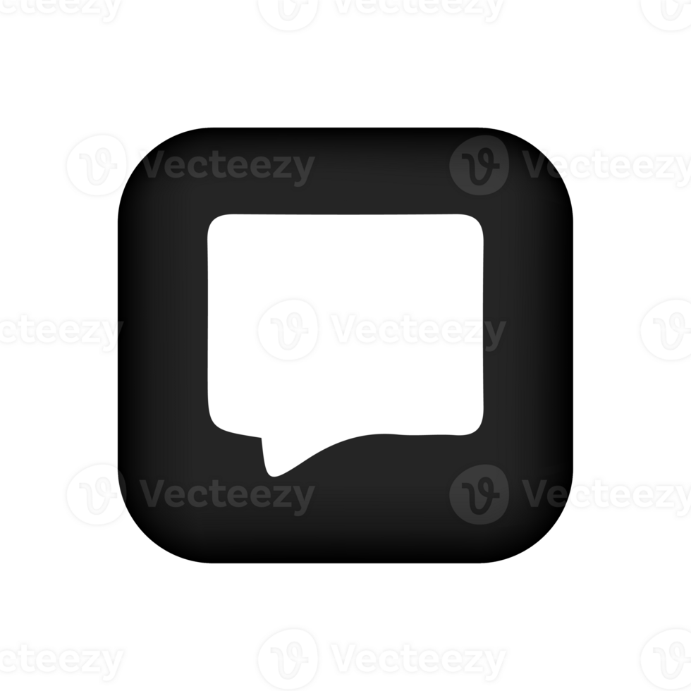 A white speech bubble icon on a black background png