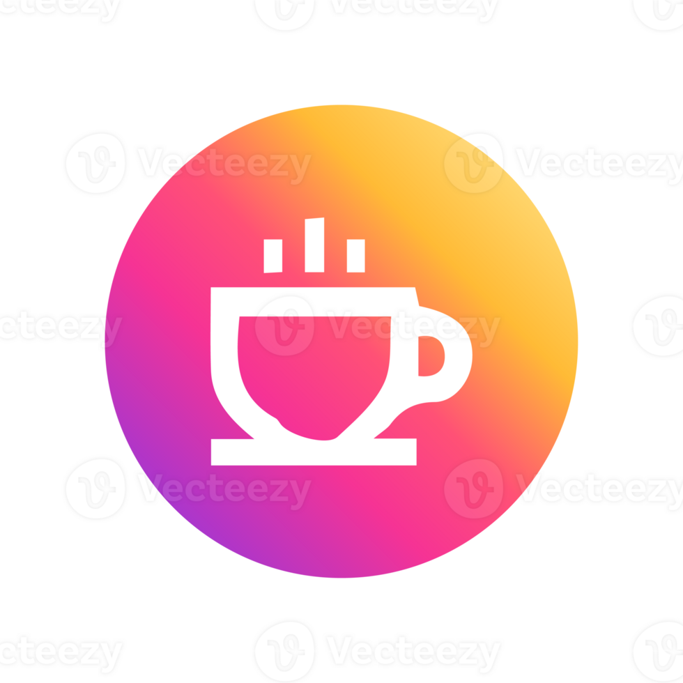 A coffee cup icon on a colorful background png