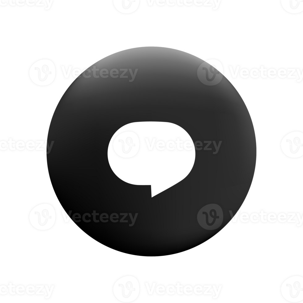 A black and white speech bubble icon on a black background png