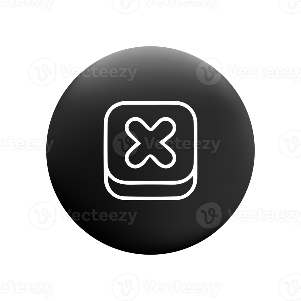 An icon of an x on a black button png