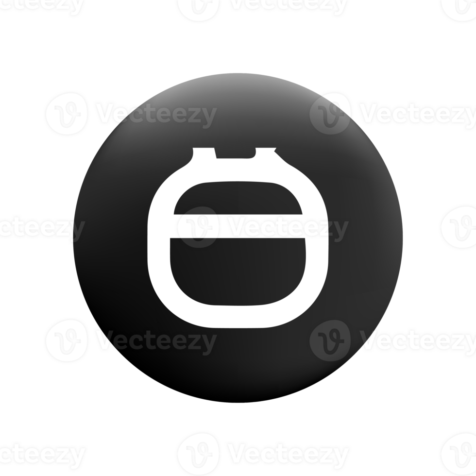 A black and white button with the letter e png