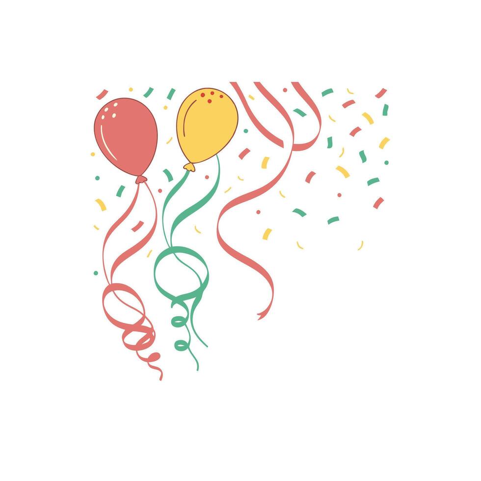 A birthday card with balloons and confetti vector