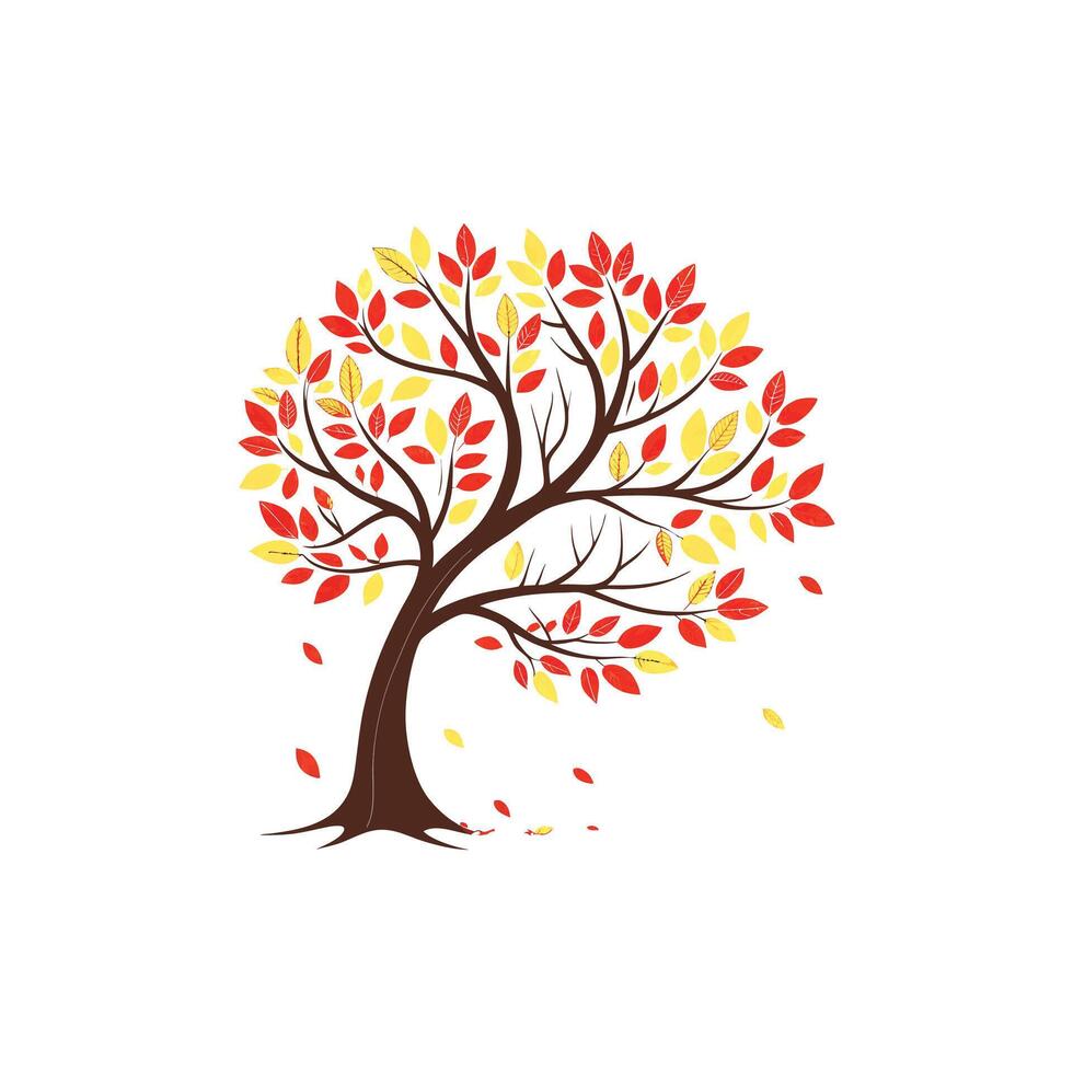 Autumn tree with leaves illustration vector