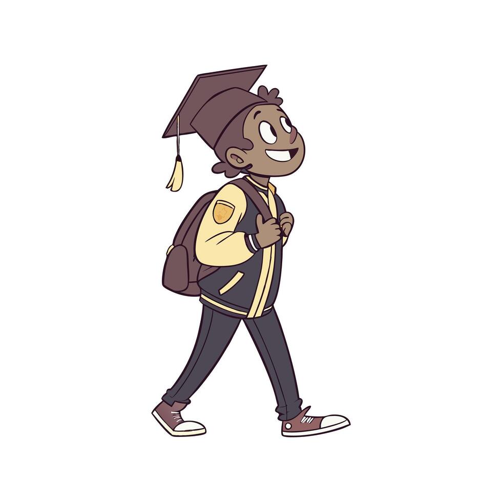 A cartoon boy wearing a graduation cap and gown vector