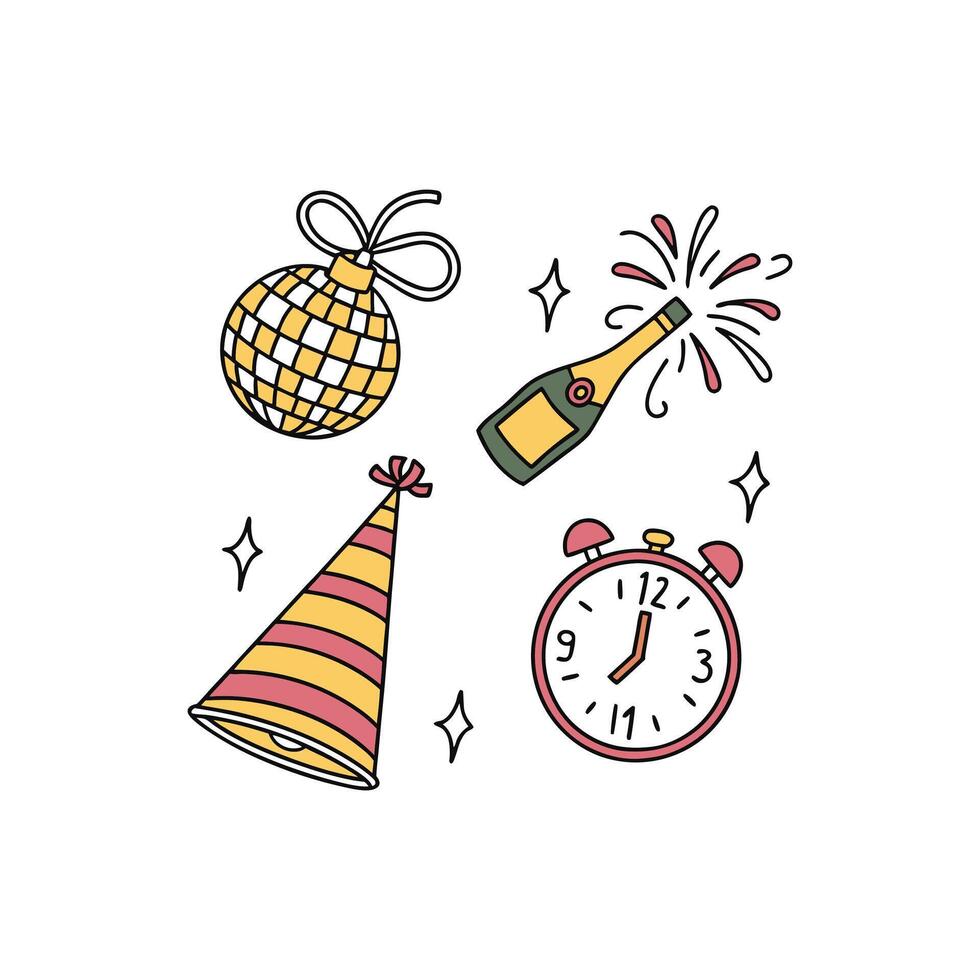 New year party icons illustration vector