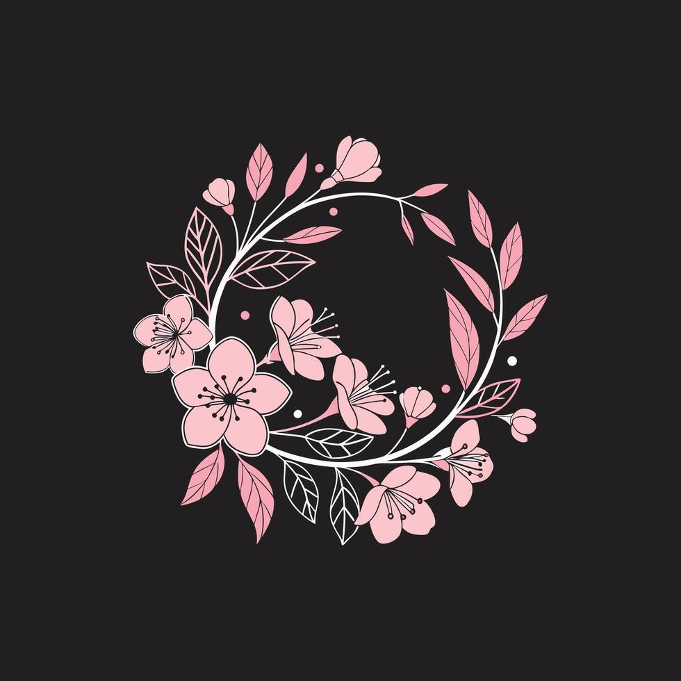 A floral wreath on a black background vector
