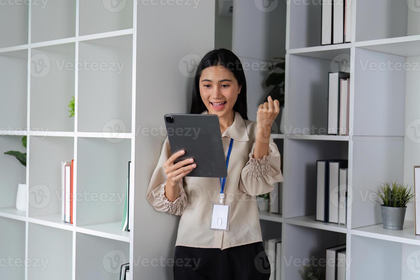 Modern Office Workers Collaborating Online Using Digital Programs and Technology for Efficient Remote Work and Communication photo