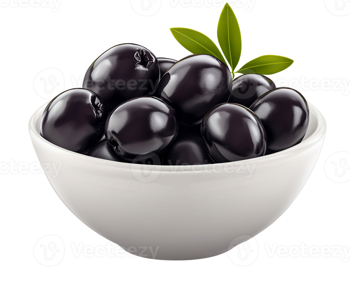 A Bowl of Ripe Black Olives png