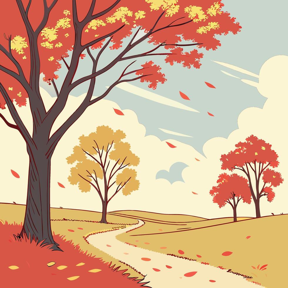 Autumn landscape illustration vector