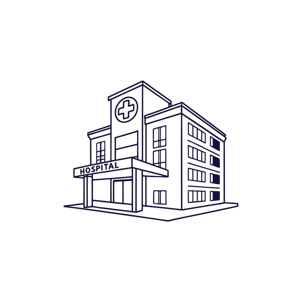 Hospital building outline icon illustration vector
