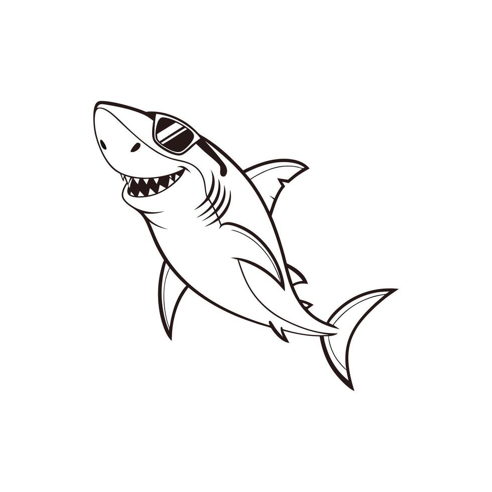Shark with sunglasses illustration vector