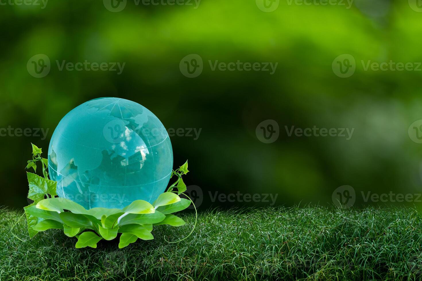 3D illustration Renewable energy concept Earth Day or environmental protection Protect the forests that grow on the ground and help save the planet. photo