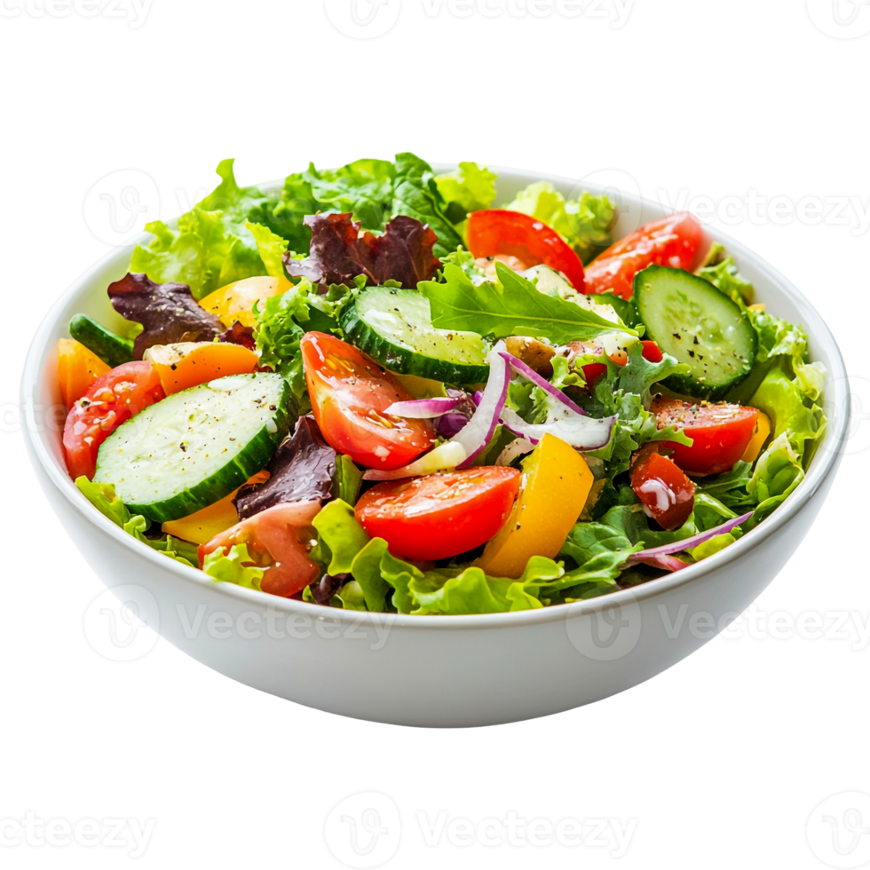 Mixed Greens and Vegetables in a Salad Bowl png