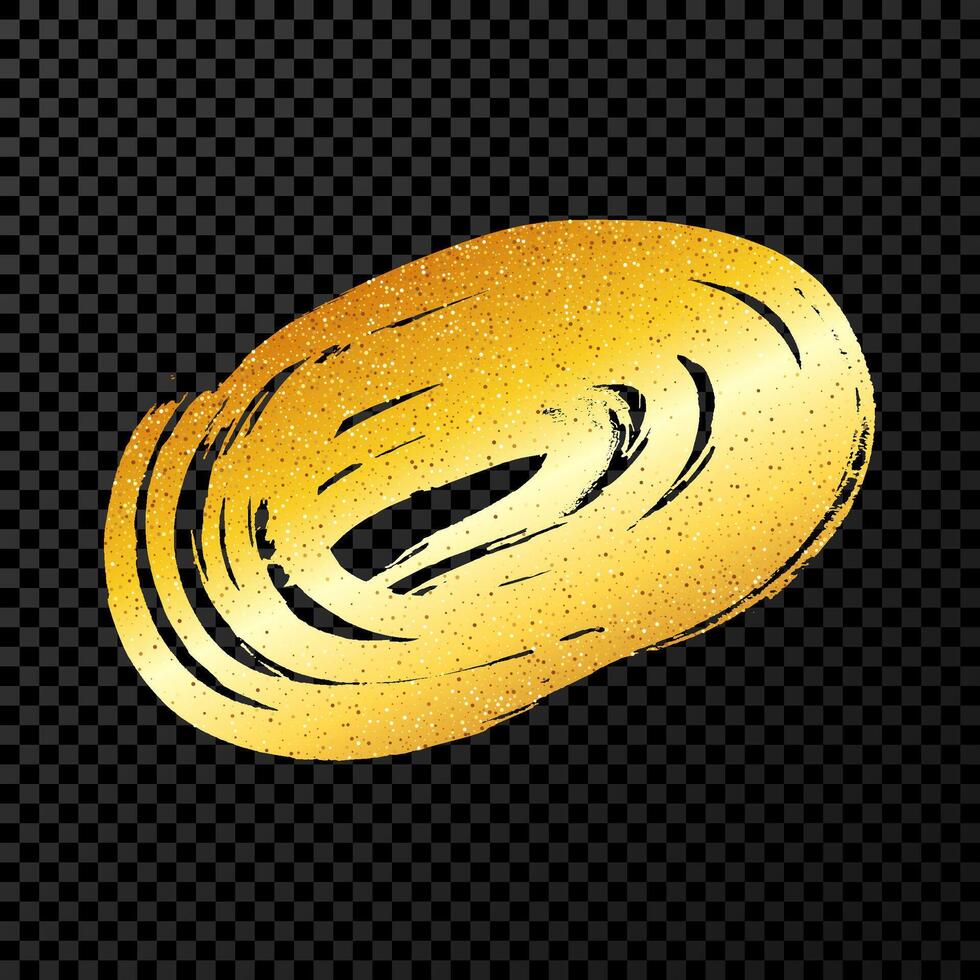 Gold grunge brush strokes in circle form vector
