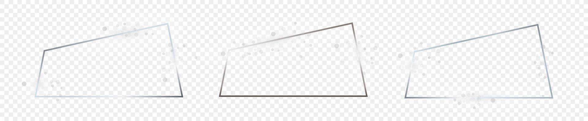 Silver glowing trapezoid shape frame vector