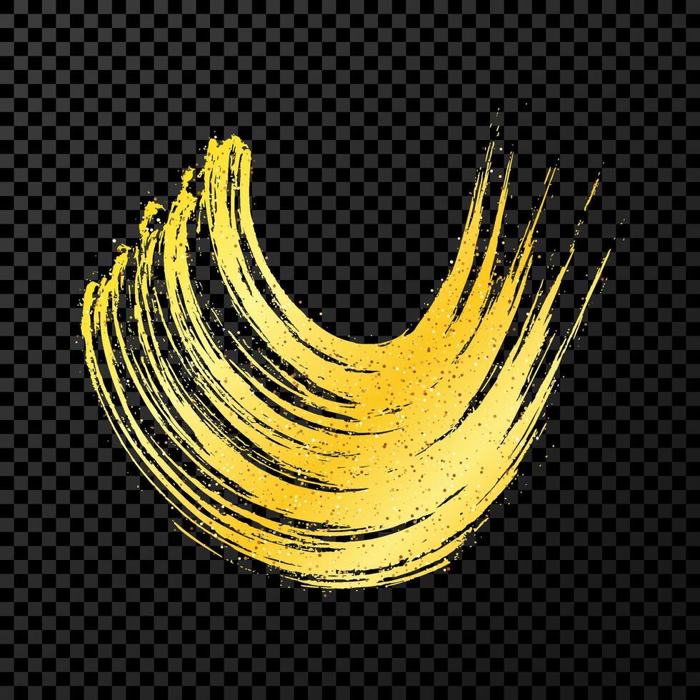 Gold grunge semicircular brush strokes vector