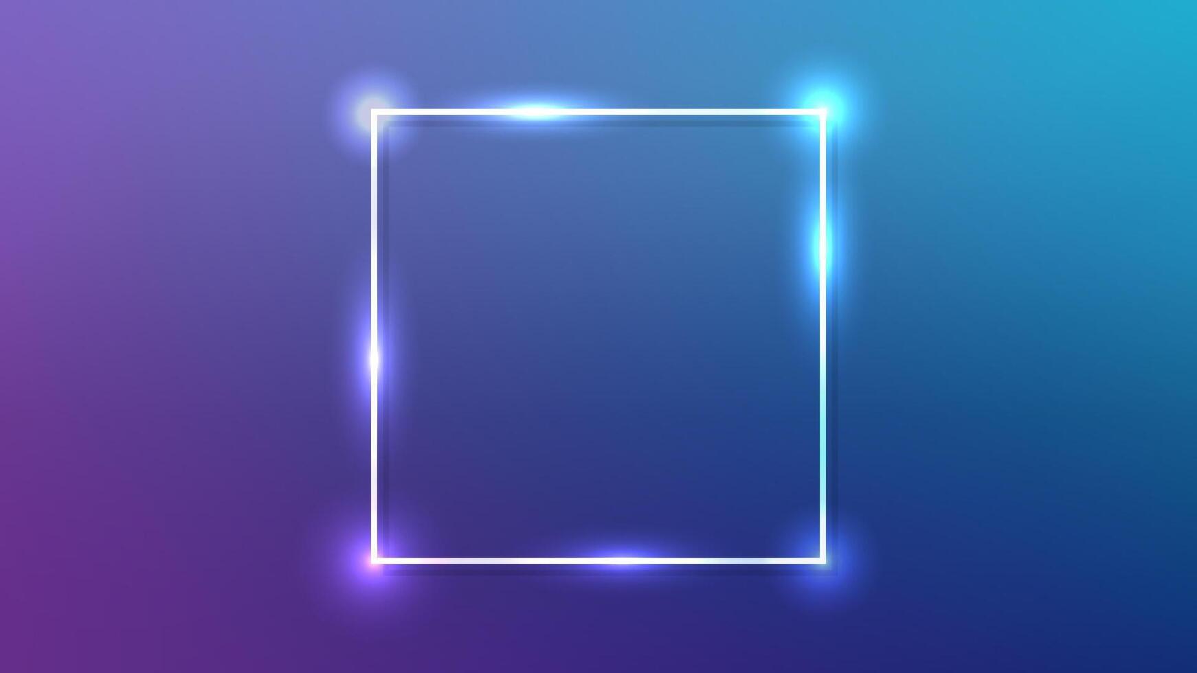 Neon square frame with shining effects vector