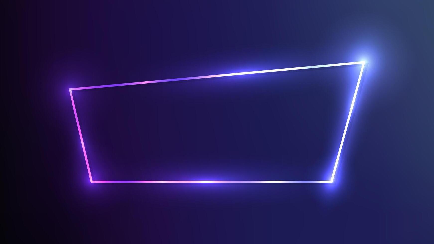 Neon trapezoid frame with shining effects vector
