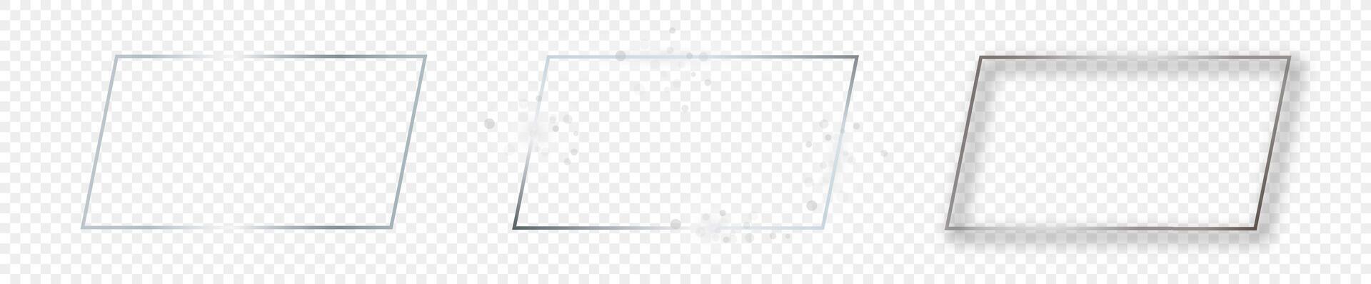 Silver glowing rectangular shape frame vector