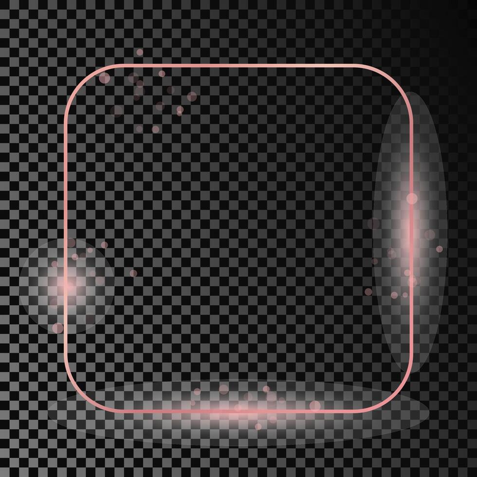 Rose gold glowing rounded square frame vector