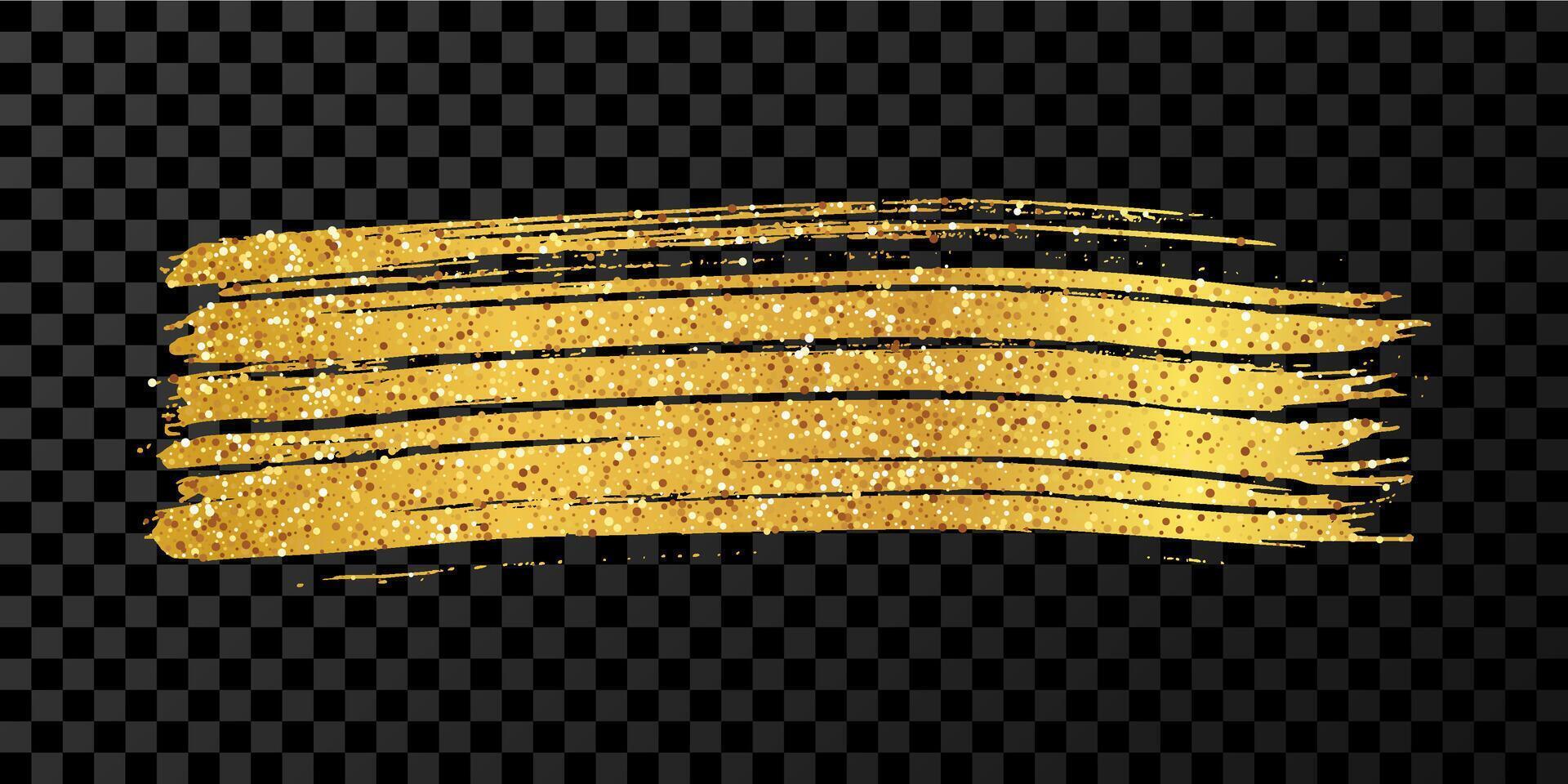 Gold brush stroke. Hand drawn ink spot isolated on dark background. illustration vector