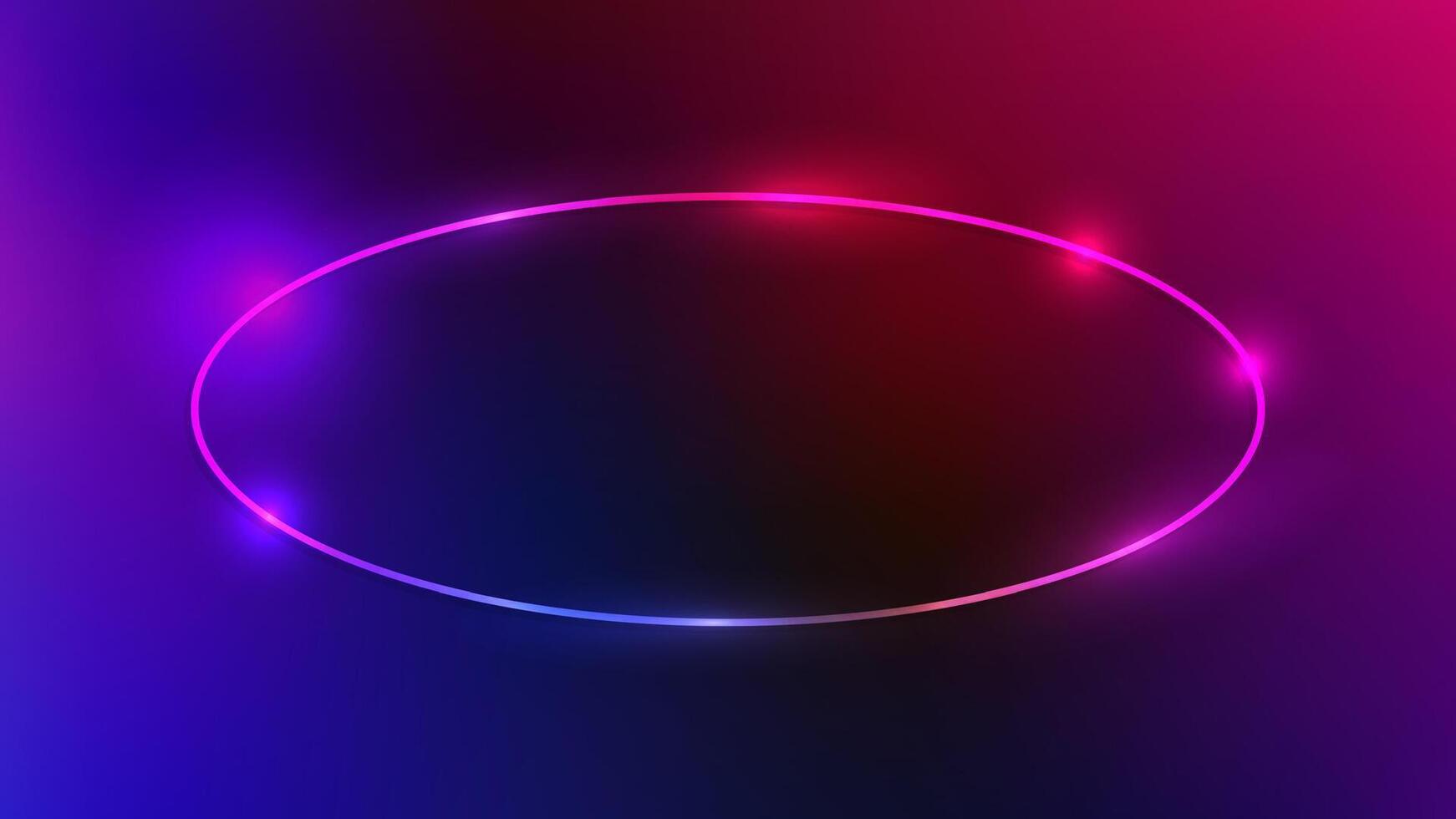 Neon oval frame with shining effects vector