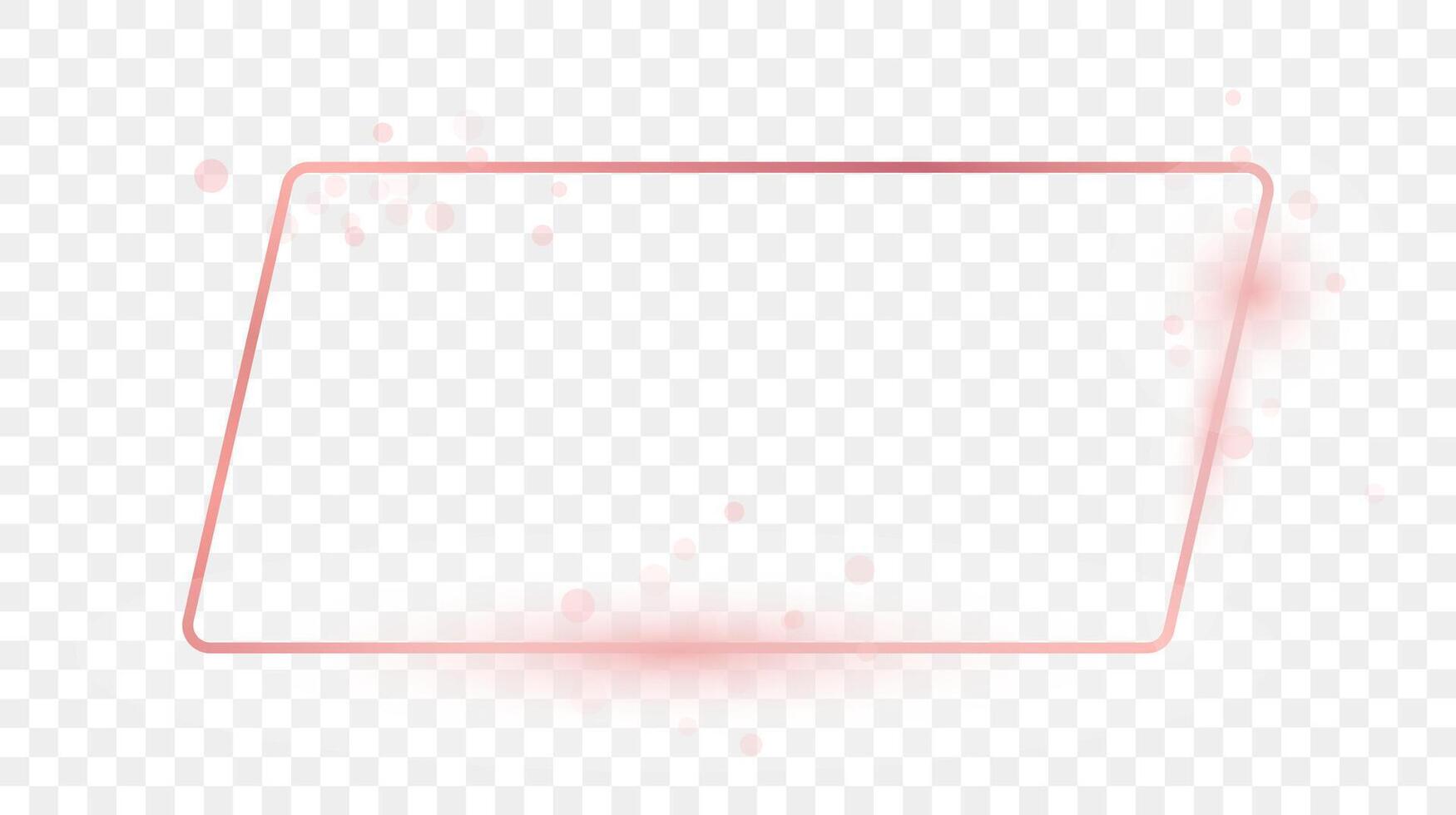 Rose gold glowing rounded rectangular shape frame vector