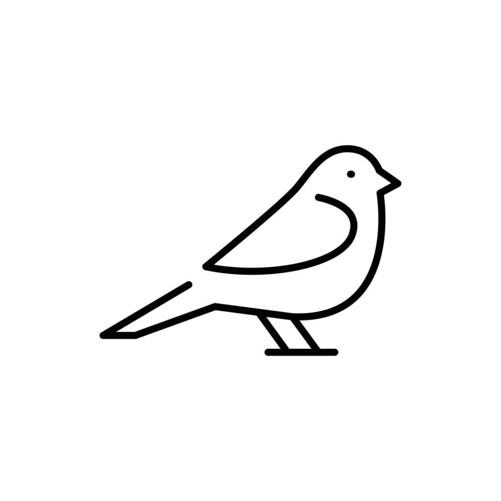 Bird icon. Simple outline style. Little bird silhouette, cute standing, nature, wild, wings, fauna, animal, wildlife concept. Thin line symbol. Illustration isolated. vector