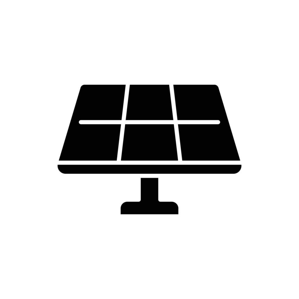 Solar panel icon. Simple solid style. Solar power, sun, renewable energy, cell, heat, light, battery, electric, technology concept. Black silhouette, glyph symbol. Illustration isolated. vector