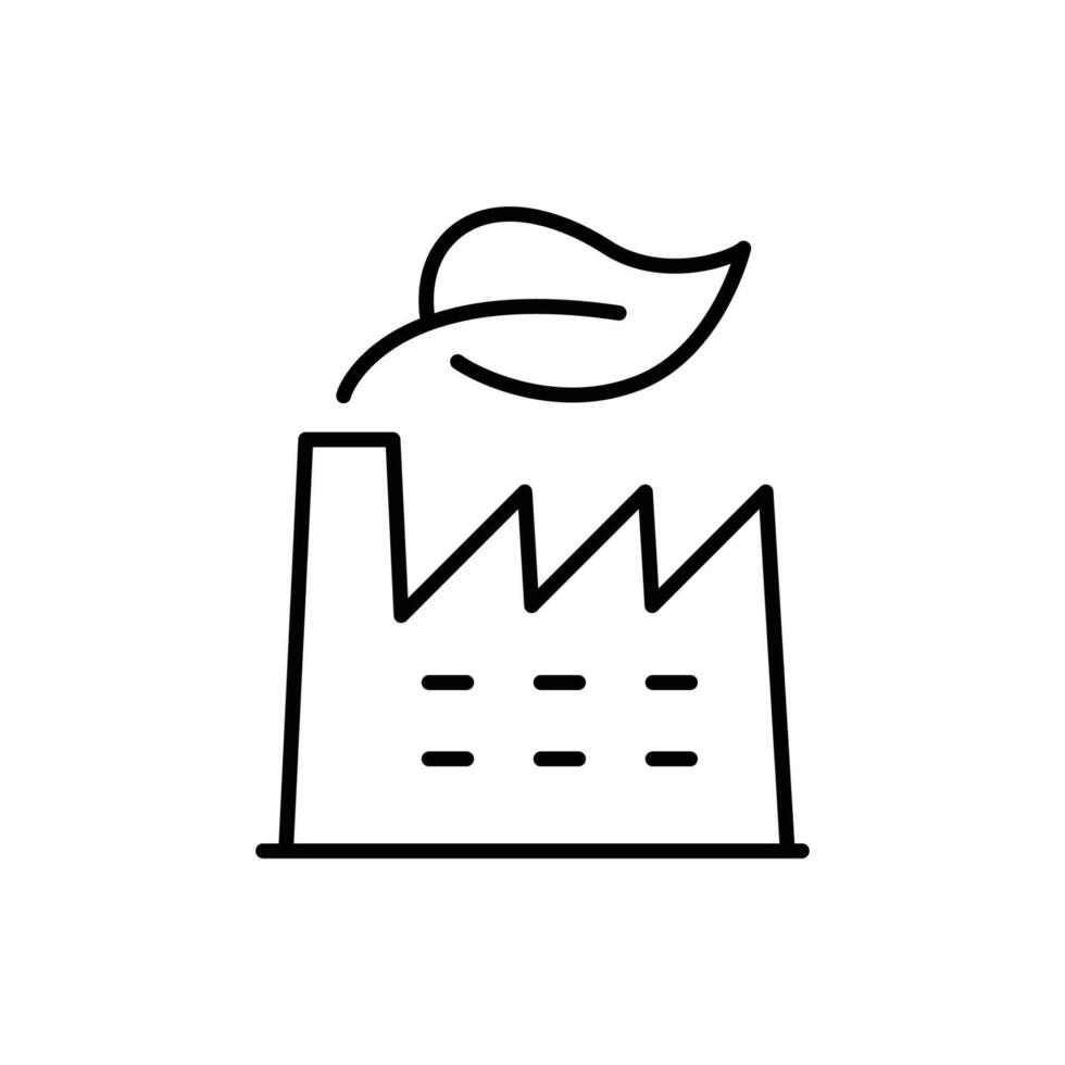 Green industry icon. Simple outline style. Green factory, eco friendly manufacturing and sustainable practices, environment concept. Thin line symbol. Illustration isolated. vector
