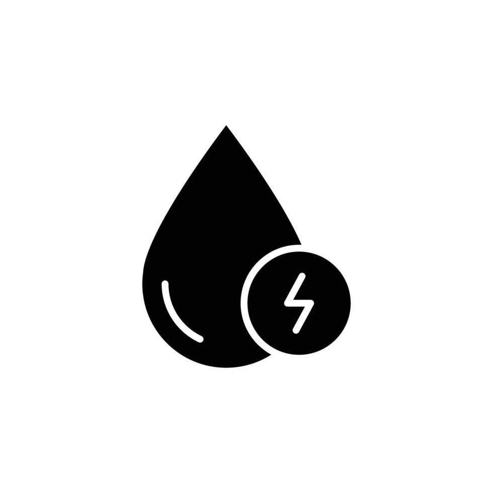 Hydroelectric energy icon. Simple solid style. Hydro, lightning, power, water, technology, nature, light, environment concept. Black silhouette, glyph symbol. Illustration isolated. vector