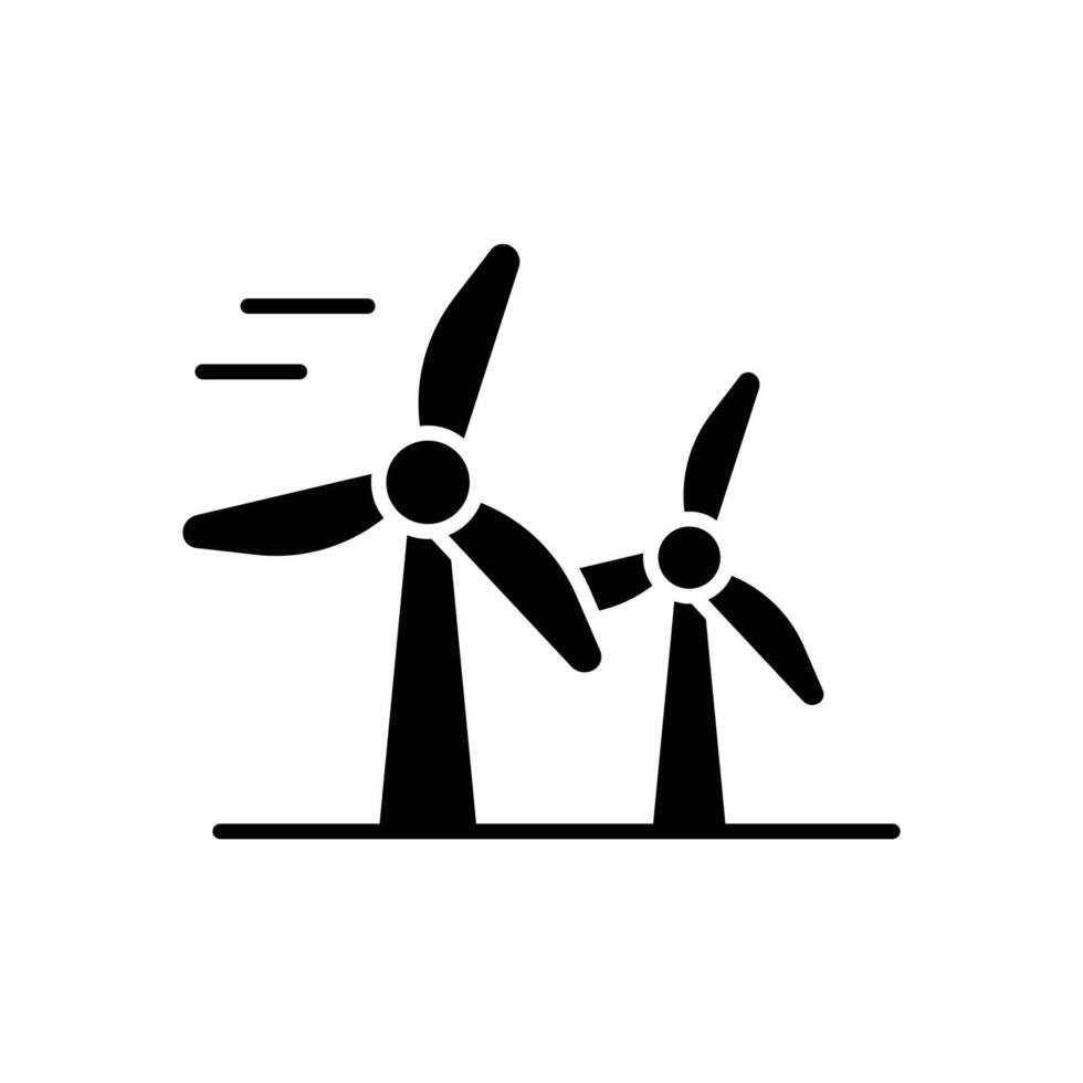 Wind turbine icon. Simple solid style. Windmill, wind power, working from power of wind, energy converter, renewable energy concept. Black silhouette, glyph symbol. Illustration isolated. vector