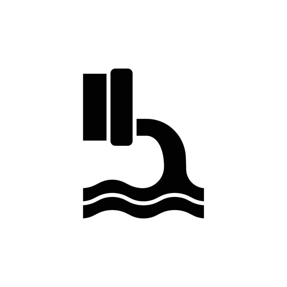 Wastewater icon. Simple solid style. Waste water, effluent, drainage, sewer, sewage, industry, pipe, pollution, environment concept. Black silhouette, glyph symbol. Illustration isolated. vector