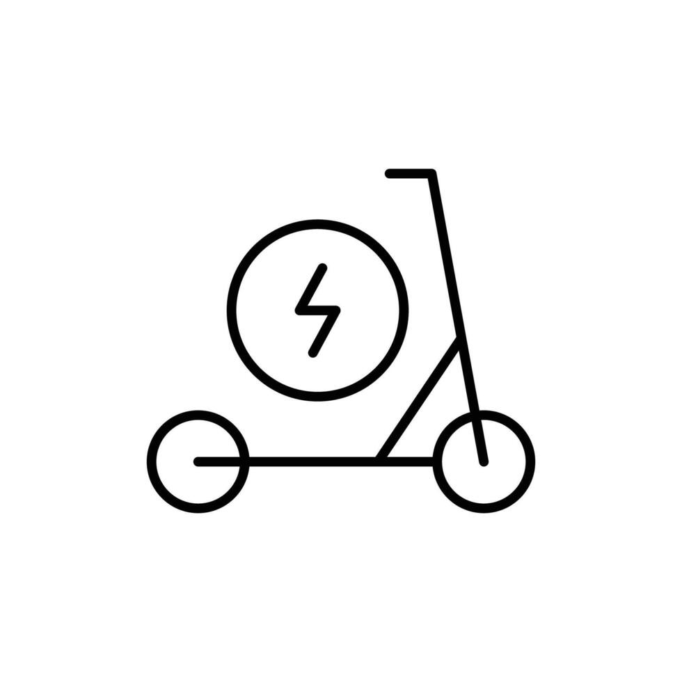 Electric scooter icon. Simple outline style. Eco transport, bike, charge, travel, technology, city, road, Transportation concept. Thin line symbol. Illustration isolated. vector