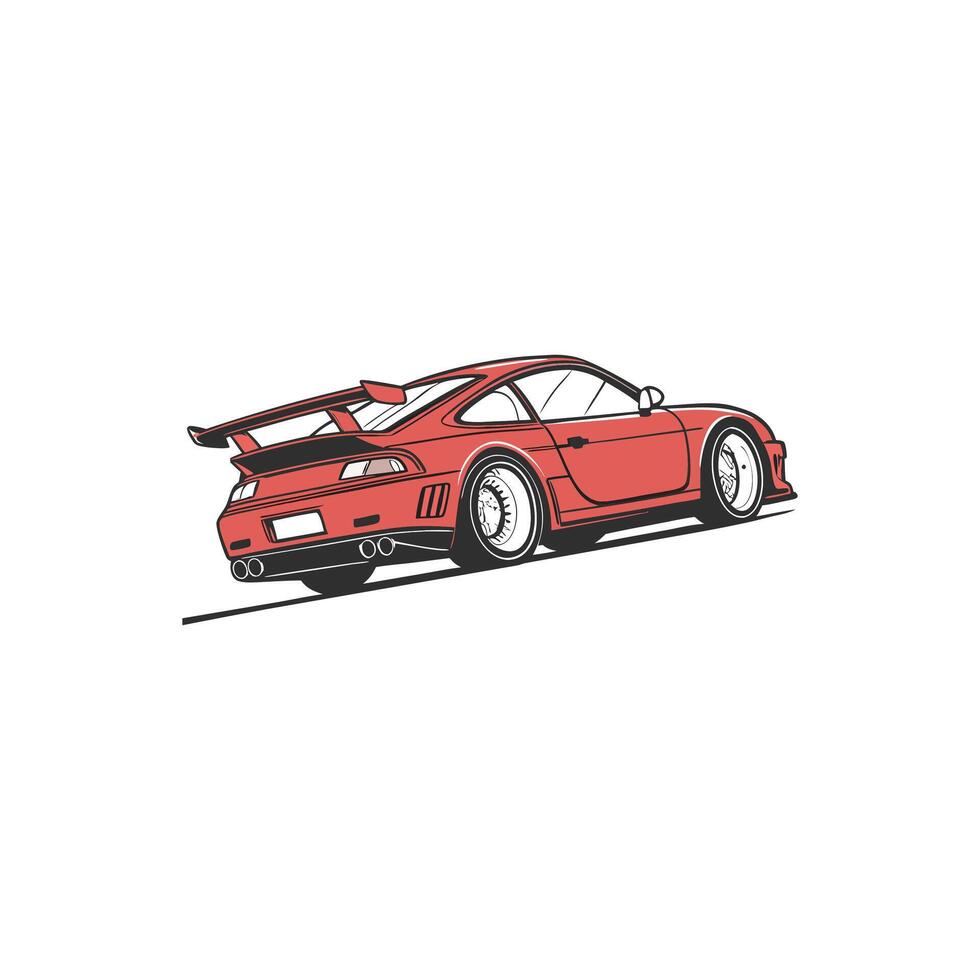 A red sports car on a white background vector