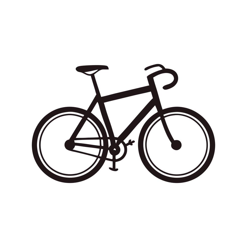 A black and white illustration of a bicycle vector
