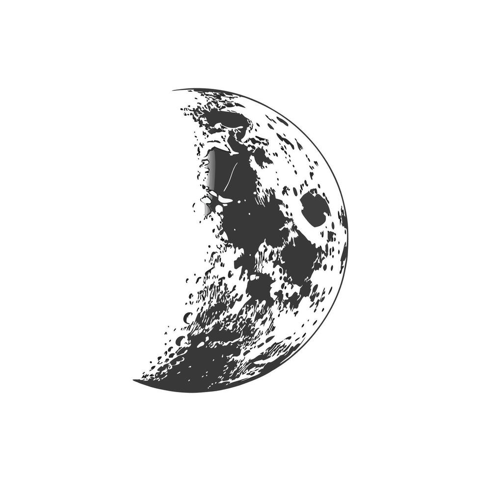 The moon is shown in black and white vector