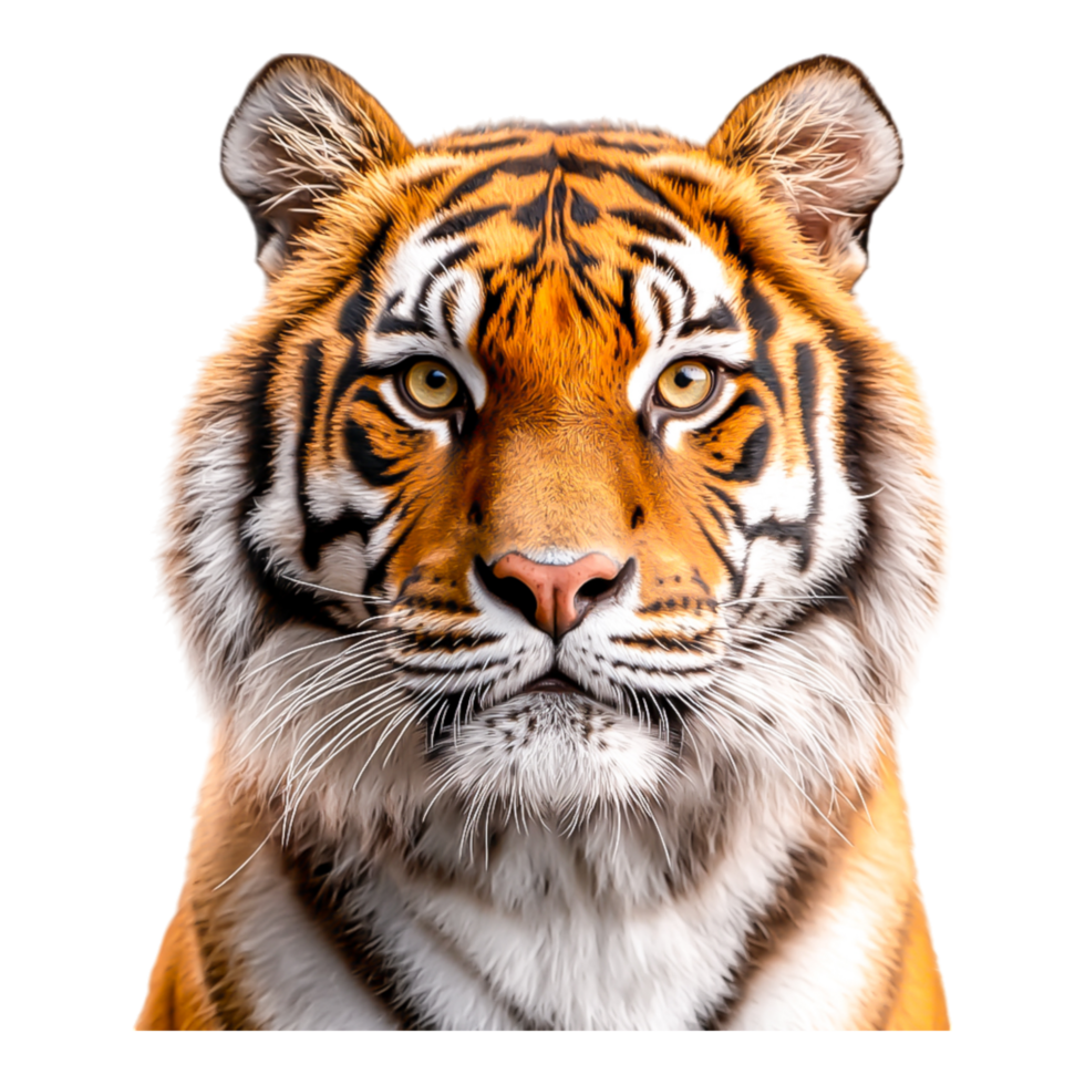 Majestic Close-Up of a Bengal Tiger with Striking Features png