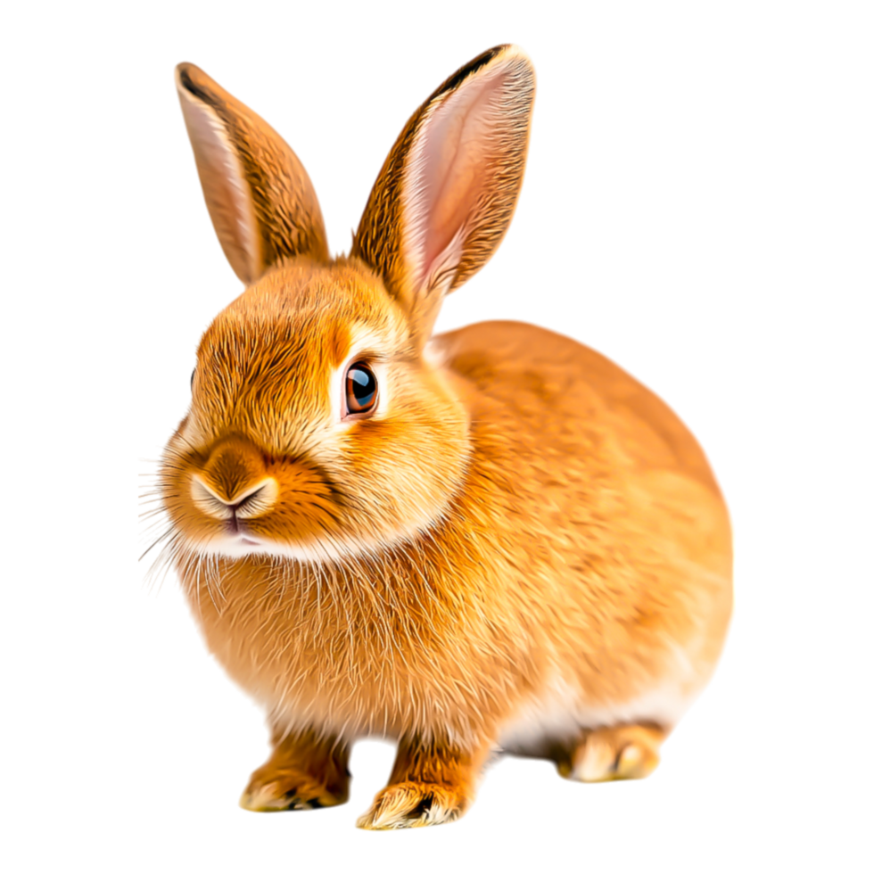 Adorable fluffy rabbit sitting on soft grass in bright sunlight png